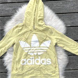 Adidas Yellow White Hoodie Sweatshirt Top Y2K